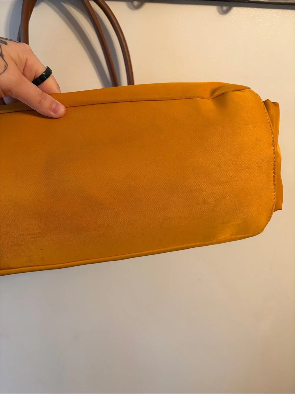 Teacher Tote—Mustard Tote Bag with Brown Handles